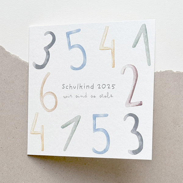 Glückwunschkarte zur Einschulung I Zahlen