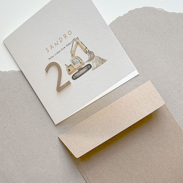Glückwunschkarte zum Geburtstag I Bagger
