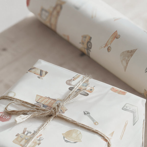 Geschenkpapier I Bagger & Baustelle