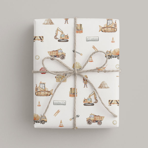 Geschenkpapier I Bagger & Baustelle