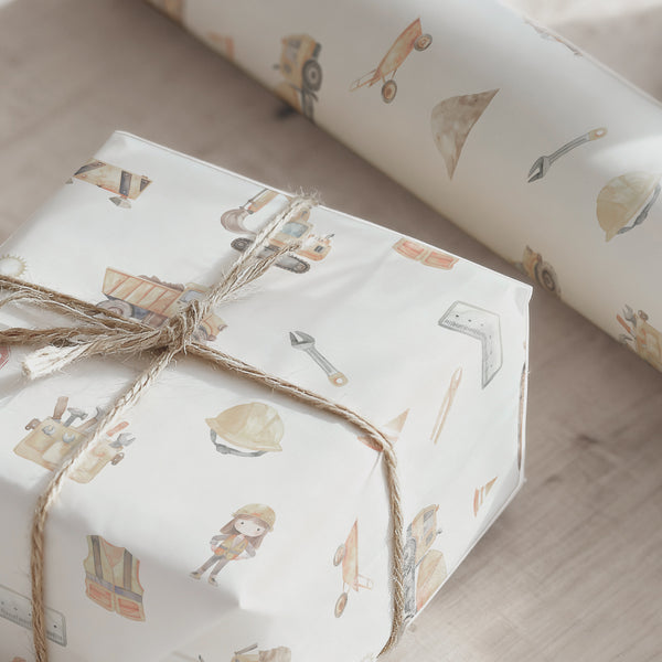Geschenkpapier I Bagger & Baustelle