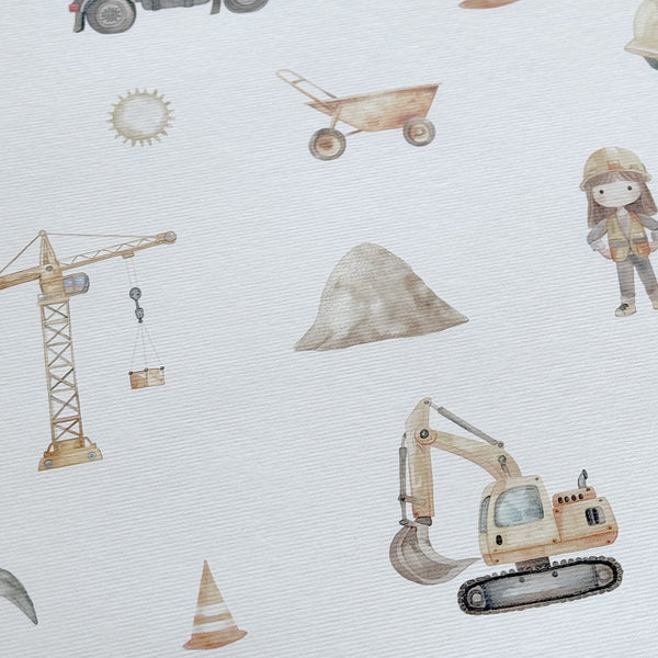 Premium Geschenkpapier I Bagger & Baustelle