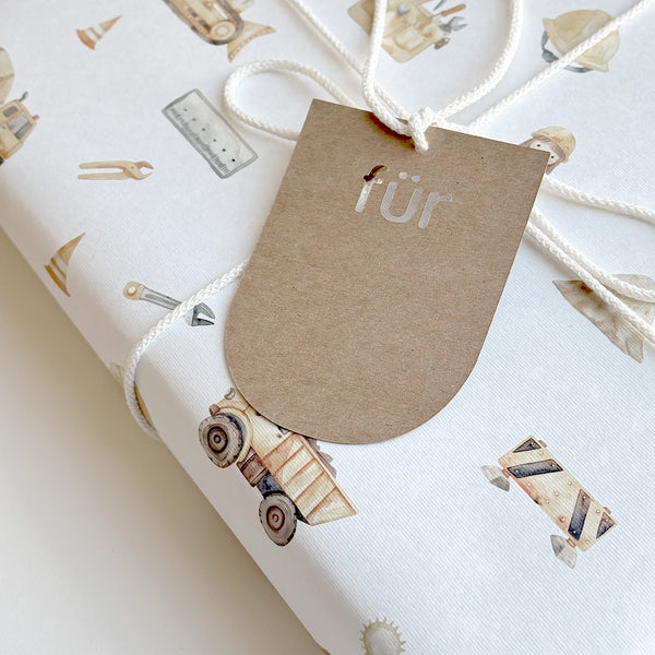 Premium Geschenkpapier I Bagger & Baustelle