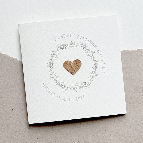 Glückwunschkarte zur Kommunion I Blumenkranz
