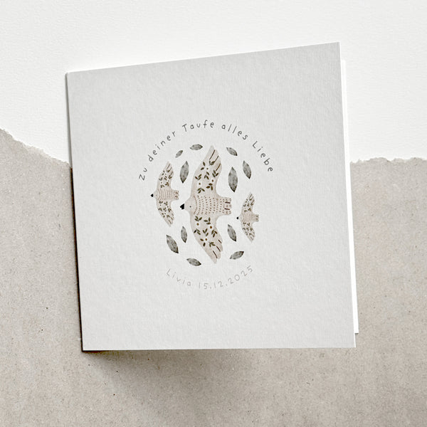Glückwunschkarte zur Taufe I Tauben