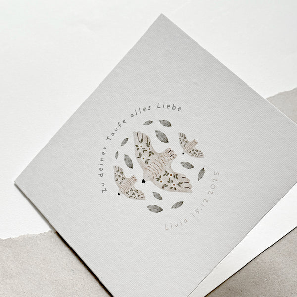 Glückwunschkarte zur Taufe I Tauben