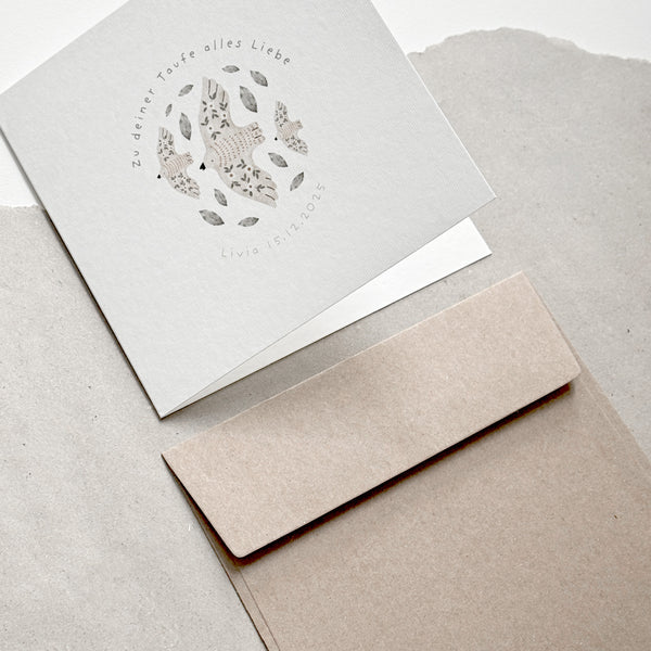 Glückwunschkarte zur Taufe I Tauben