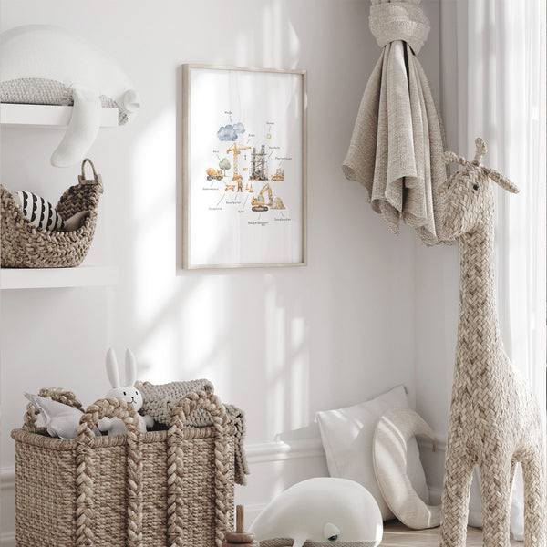 Wandbild Kinderzimmer I Baustelle & Bagger