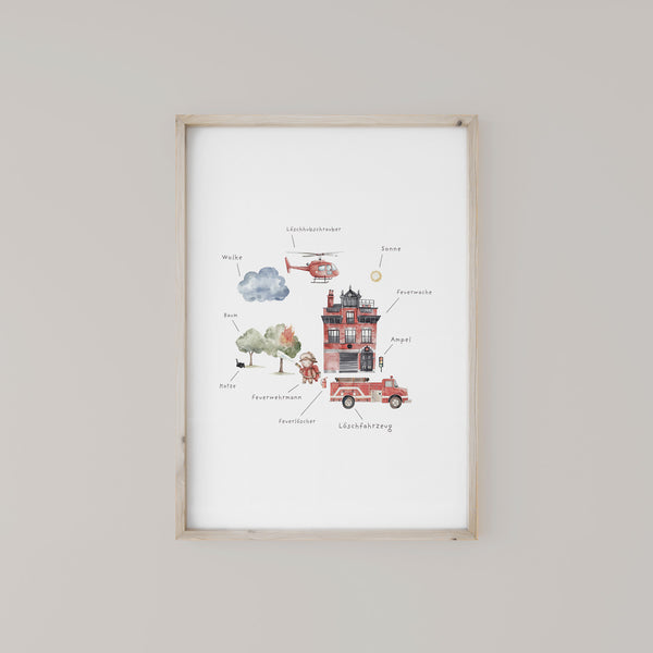 Wandbild Kinderzimmer I Feuerwehr