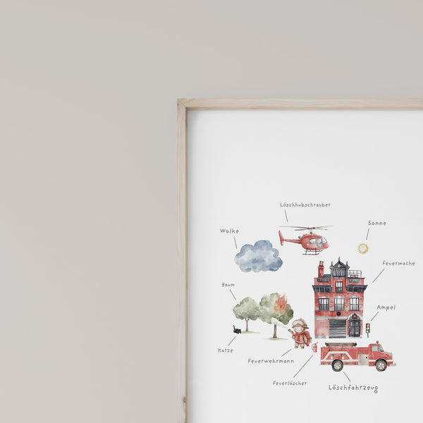 Wandbild Kinderzimmer I Feuerwehr